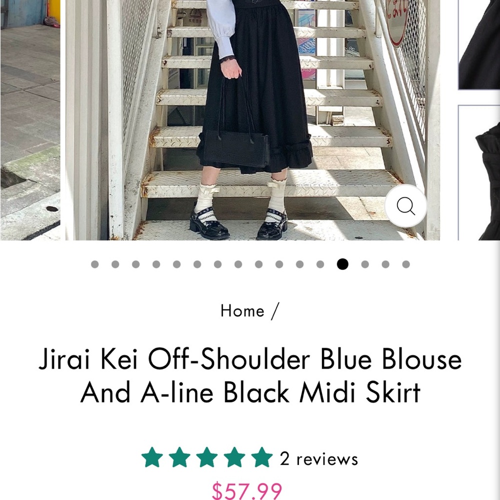 Elegant Black Midi Skirt with Blouse
